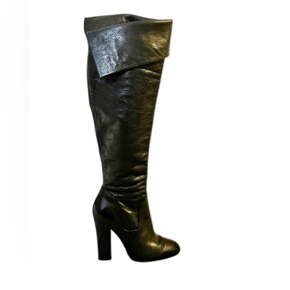 𝐂𝐨𝐥𝐞 𝐇𝐚𝐚𝐧 Over the Knee Black Pebbled Leather Boot Size 5 - Picture 2 of 10